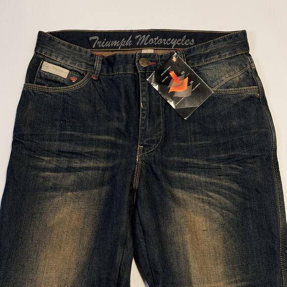 Triumph Motorcycles Jeans Mens 34x34 Dark Wash Aramid Lined Protective Riding - Picture 2 of 13